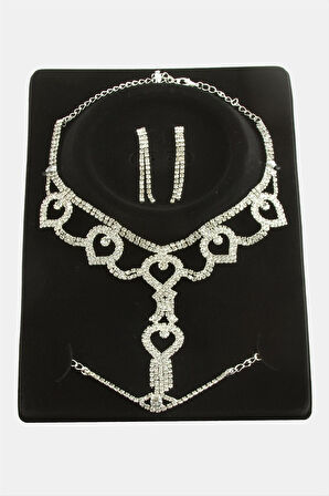 Oval Taşlı Lüks Set Kolye