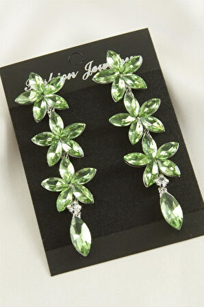 Papatya Kristal Taşlı Küpe