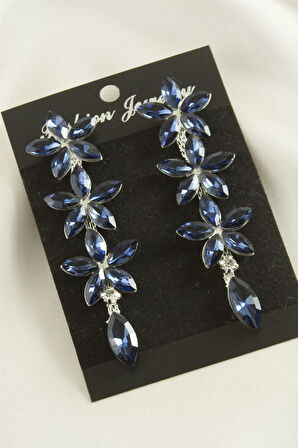 Papatya Kristal Taşlı Küpe