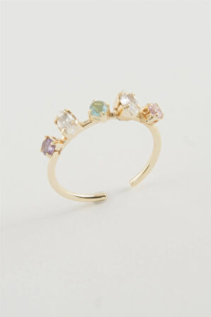 Oval Renkli Taşlı Yüzük