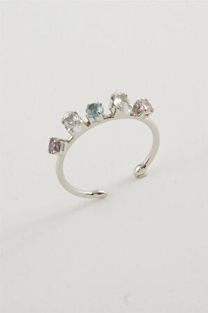 Oval Renkli Taşlı Yüzük