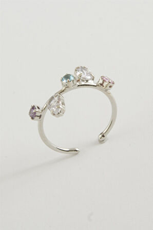 Oval Renkli Taşlı Yüzük