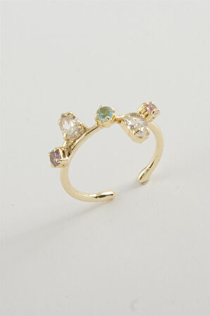 Oval Renkli Taşlı Yüzük