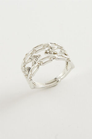 Zincir Şekilli Zirkon Taşlı Yüzük