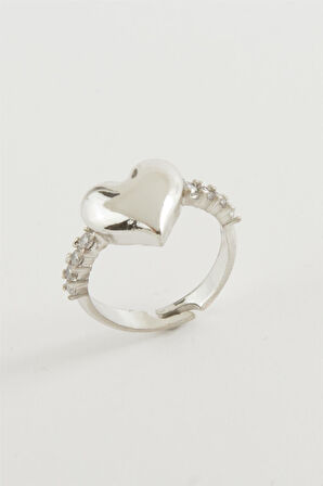 Kalp Taşlı Metal Yüzük