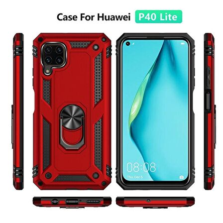 Smcase Huawei P40 Lite Kılıf Vega Yüzüklü Tank Kapak