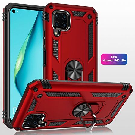 Smcase Huawei P40 Lite Kılıf Vega Yüzüklü Tank Kapak