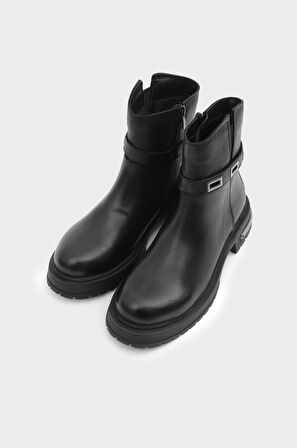 Fermuarlı  Hakiki Deri Kadın Bot 