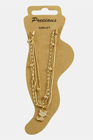 Kedi Zirkon Taşlı Lüks Halhal