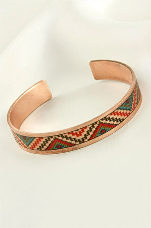 Zikzak Desenli Bakır Kelepçe Bileklik