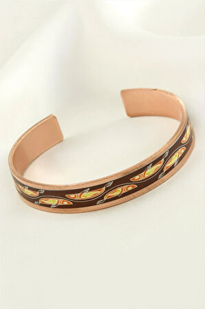 Oval Desenli Bakır Kelepçe Bileklik