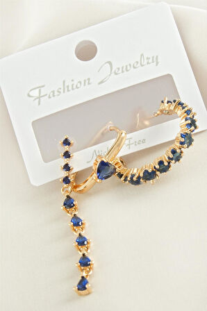 3 Adet Kalp Zirkon Taşlı Küpe