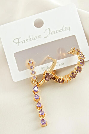 3 Adet Kalp Zirkon Taşlı Küpe