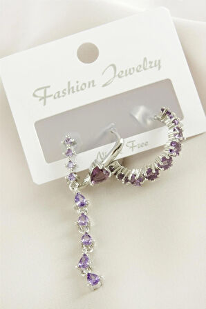 3 Adet Kalp Zirkon Taşlı Küpe