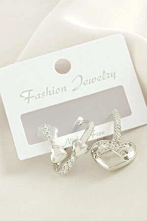 3 Adet Kalp Zirkon Taşlı Küpe