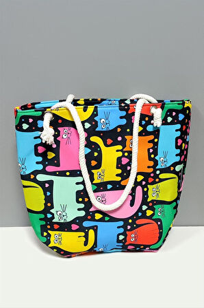 Labirent Desenli Plaj Çantası