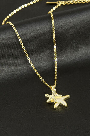 Yıldız Zirkon Taşlı Sedef Lüks Çelik Kolye