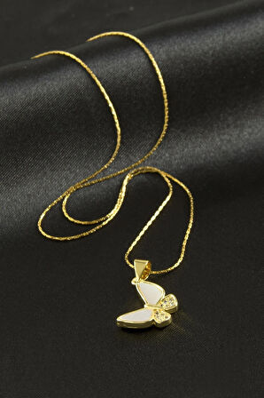 Kelebek Sedef Lüks Çelik Kolye