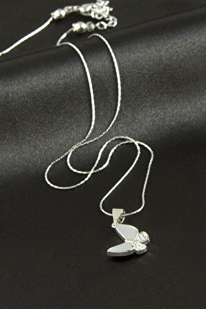 Kelebek Sedef Lüks Çelik Kolye