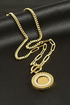 Yuvarlak  Lüks Çelik Kolye