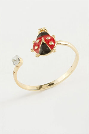 Uğur Böceği Mineli Taşlı Yüzük