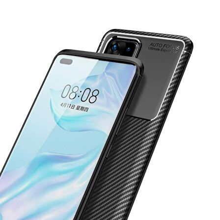 Smcase Huawei P40 Pro Kılıf Negro Karbon Silikon
