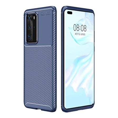 Smcase Huawei P40 Pro Kılıf Negro Karbon Silikon