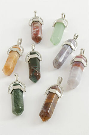 Karışık Akik Point Kolye Ucu