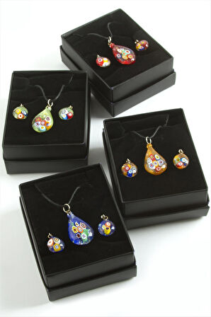 Cam Sanatı Murano Kutulu Set Kolye