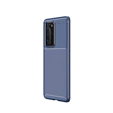 Smcase Huawei P40 Pro Kılıf Negro Karbon Silikon  Tam Kapatan Ekran Koruyucu