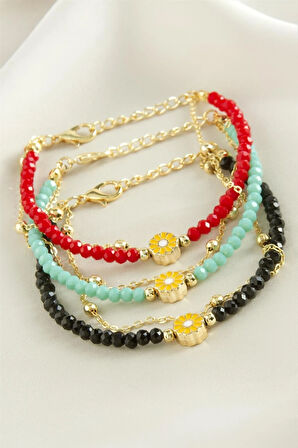 Papatya Zincir Kristal Bileklik