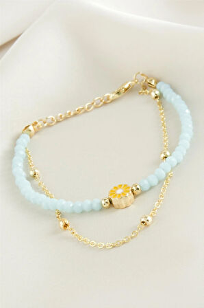 Papatya Zincir Kristal Bileklik