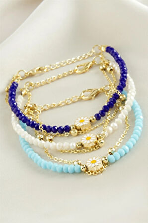 Papatya Zincir Kristal Bileklik