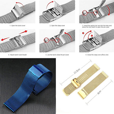Gpack ZTE Watch GT Kordon Çıtçıtlı Hasır Metal Örgülü KRD 45