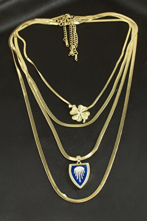 Yonca İtalyan Zincirli Lüks Çelik Kolye 4 Adet