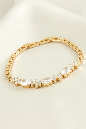 Xuping Oval Zirkon Taşlı Lüks Çelik Bileklik