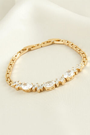 Xuping Oval Zirkon Taşlı Lüks Çelik Bileklik