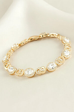 Xuping Oval Zirkon Taşlı Lüks Çelik Bileklik