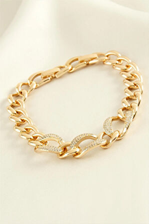 Xuping Oval Zirkon Taşlı Lüks Çelik Bileklik