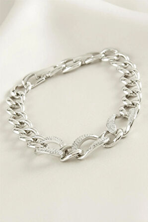 Xuping Oval Zirkon Taşlı Lüks Çelik Bileklik