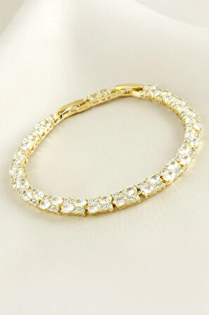 Xuping Dikdörtgen Zirkon Taşlı Lüks Çelik Bileklik