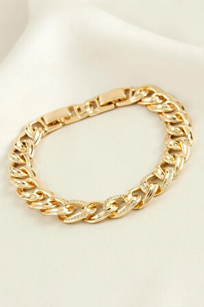 Xuping Oval Zirkon Taşlı Lüks Çelik Bileklik