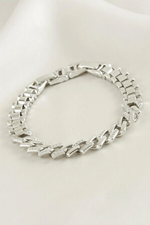 Xuping Zikzak Zirkon Taşlı Lüks Çelik Bileklik