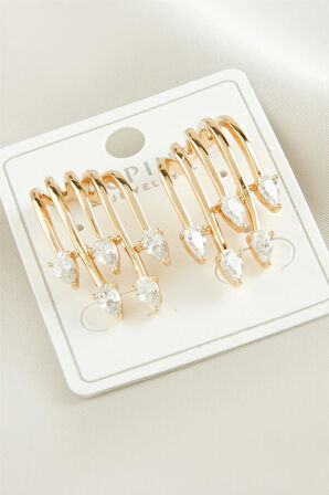 Xuping Üçgen Zirkon Taşlı Lüks Çelik Küpe