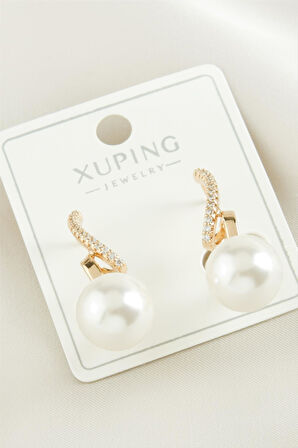 Xuping İnci Zirkon Taşlı Lüks Çelik Küpe