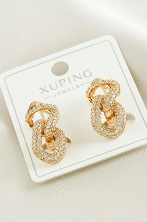 Xuping Zincir Zirkon Taşlı Lüks Çelik Küpe