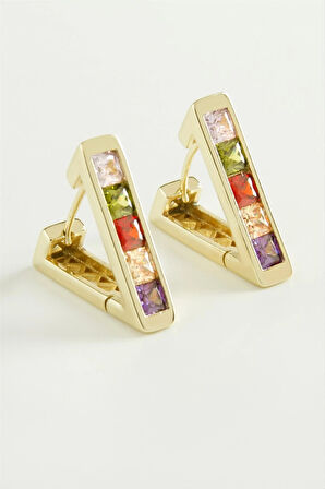 Xuping Üçgen Zirkon Taşlı Lüks Çelik Küpe