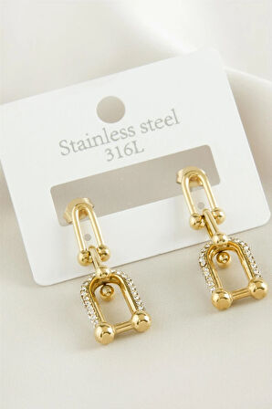 Tiffny Zirkon Taşlı Lüks Çelik Küpe