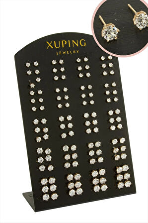 60 Çift Xuping Lüks Tektaş Çelik Küpe