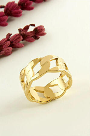 Zincir Şekilli Lüks Çelik Yüzük